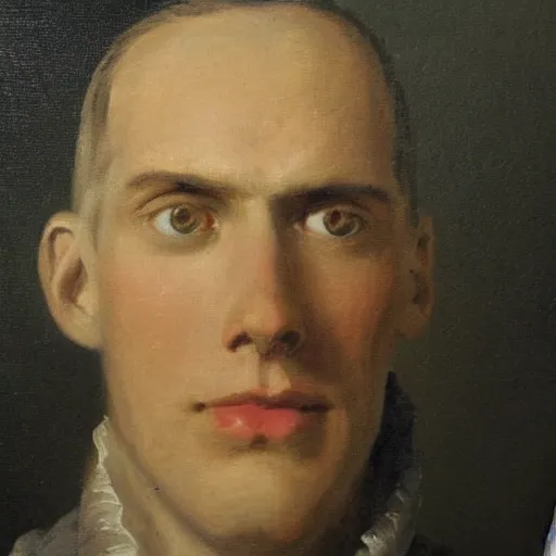 Image similar to An 18th century oil painting of Jerma985, portrait of Jerma985, grainy, realistic, very realistic, hyperrealistic, highly detailed, very detailed, extremely detailed, very neat, very epic, very cool, detailed, trending on artstation