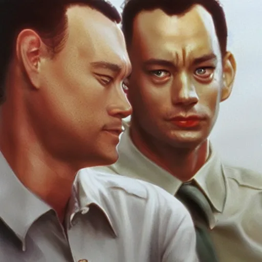 Image similar to tom hanks as forrest gump has shrimps instead of hands, photorealistic, cgsociety, artstation