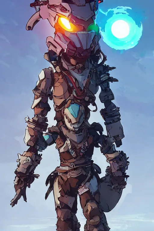 Image similar to combination suit armor aloy horizon forbidden west horizon zero dawn robot ninja mask helmet backpack tribal, art gta 5 comics, official fanart behance hd artstation by jesper ejsing, by rhads, makoto shinkai and lois van baarle, ilya kuvshinov, ossdraws radiating a glowing aura cgi rtx 2 0 2 2