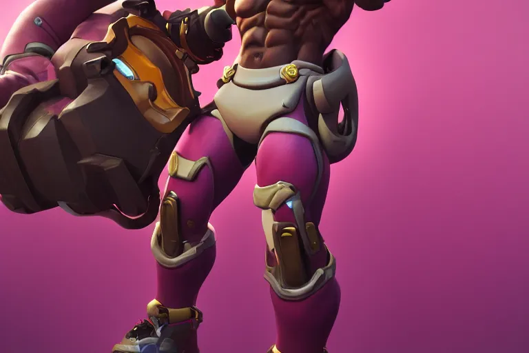 Image similar to doomfist, pink blazer, overwatch game, digital art, high detailed, unreal engine, artstation, 3 d render