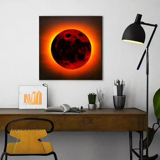 Image similar to nuclear blast moon eclipse, sci - fi, wet brush, poster art, illustrated in the style of joshy sly