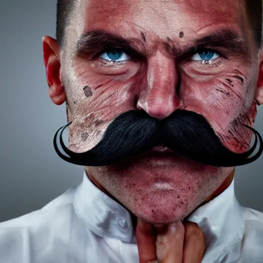 Prompt: man with a mustache made of skin