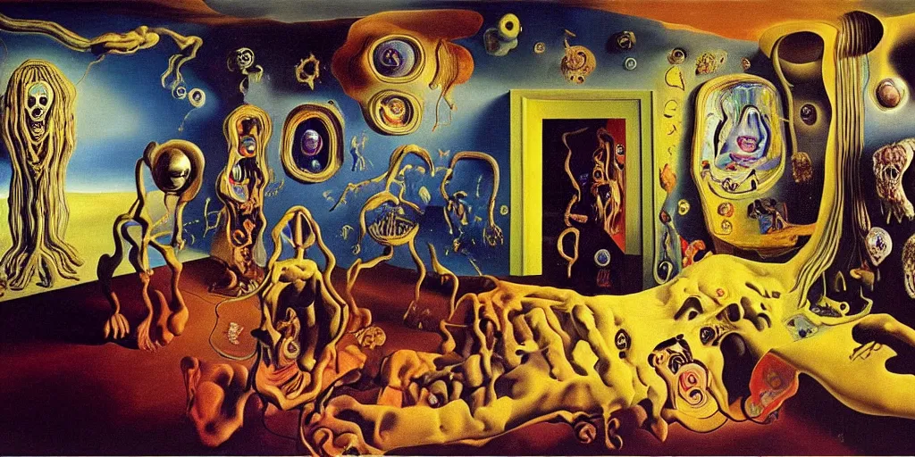 Prompt: a cosmic horror monstrosity inside of a childs bedroom, painting by salvador dali, extremely detailed, disturbing, cinematic, 4 k, 8 k,