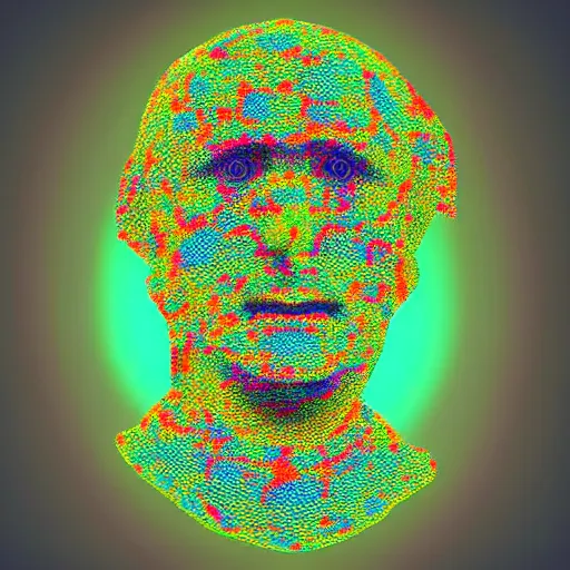 Image similar to Philosophical abstract art! Profile picture. Digital art. 8k resolution. Man made out of hyperbolic functions!