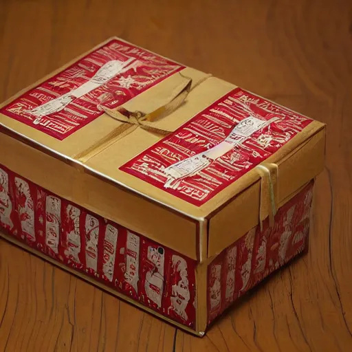 Image similar to vintage craft paper gift box for men, old school, wes anderson style