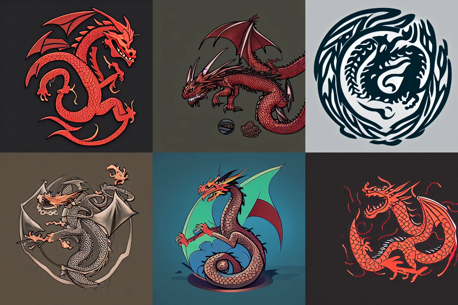 Prompt: a dragon trending on dribbble