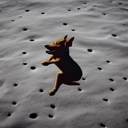 Image similar to a dog dancing on the moon, realistic, 8 k