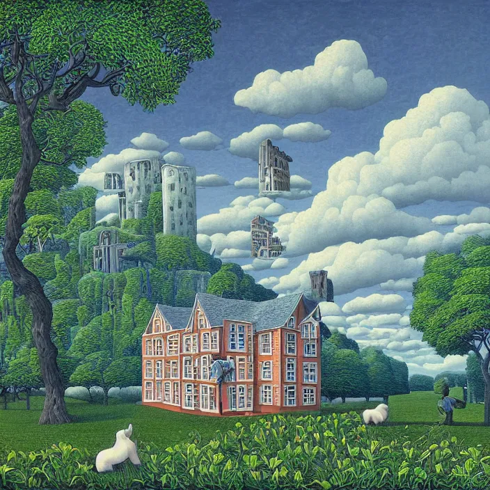 Image similar to a building in a landscape, by rob gonsalves