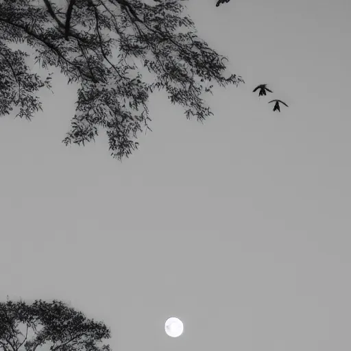 Image similar to Ghost of a cicada flying above the trees in the moonlight, 4k, HD