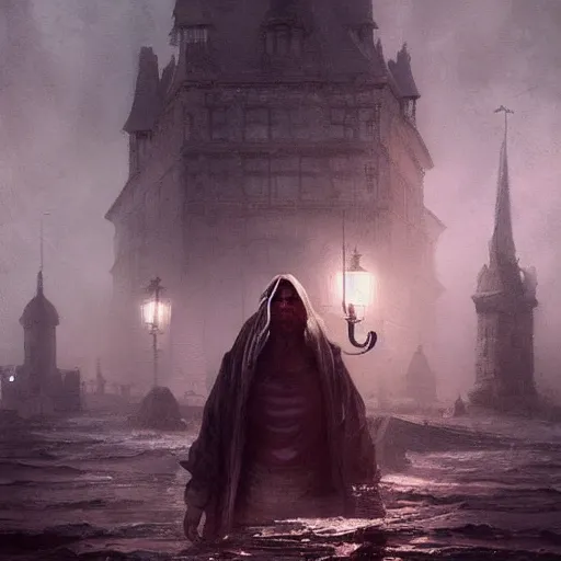 Image similar to shadow over innsmouth, painted by seb mckinnon, high detail, dramatic light, digital art, painted by greg rutkowski, promotional movie posterart, trending on artstation