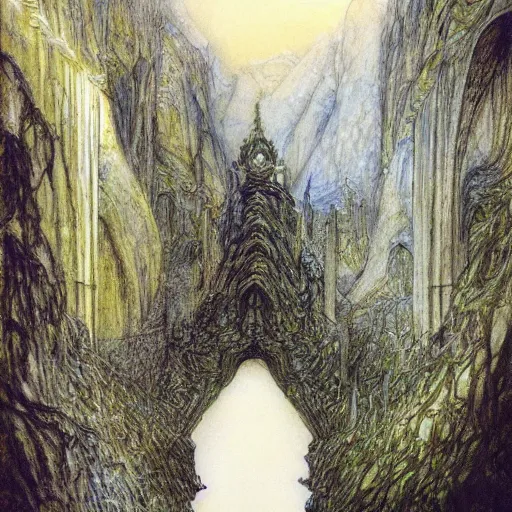 Image similar to hall of the mountain king, Alan Lee