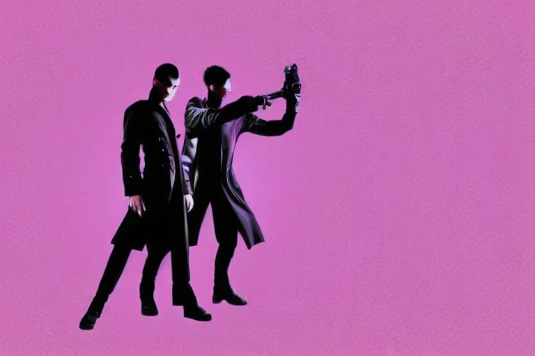 Prompt: the matrix background color pink
