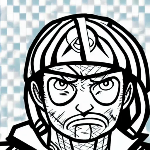 Image similar to robert downey jr as character in one piece manga, sketch design