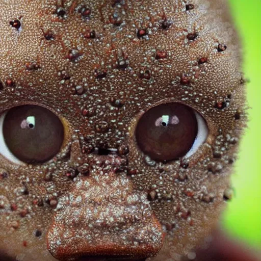 Prompt: a face with eyes made of many ants