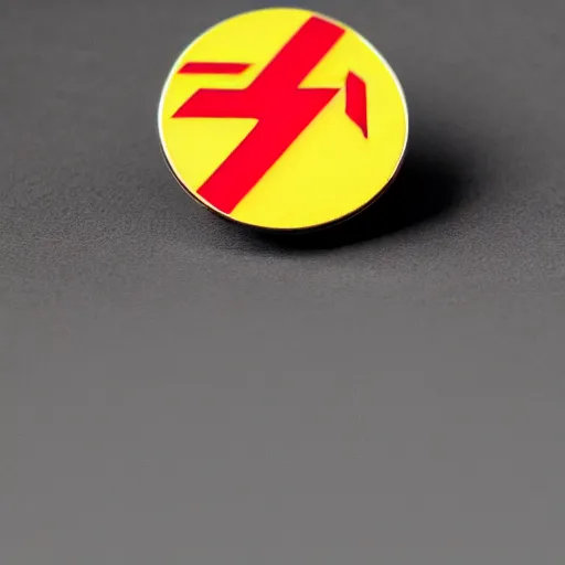 Prompt: a photo of a retro 1 9 6 0 s minimalistic clean fire warning enamel pin, studio lighting, behance