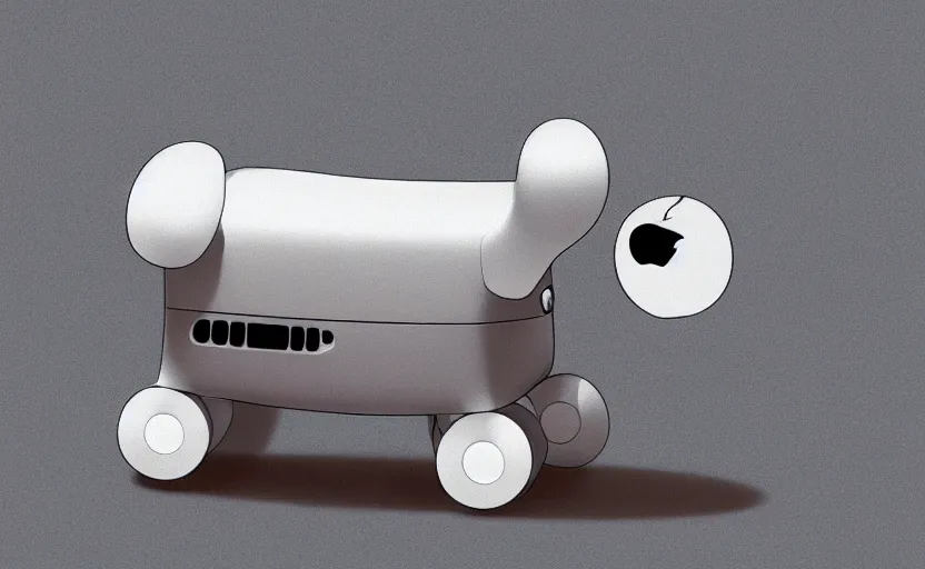 Prompt: a robot shaped like a cat, designed by Apple, concept art