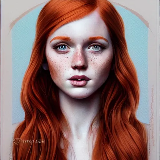 Image similar to Lofi pale redhead with freckles portrait, Pixar style, by Tristan Eaton Stanley Artgerm and Tom Bagshaw.