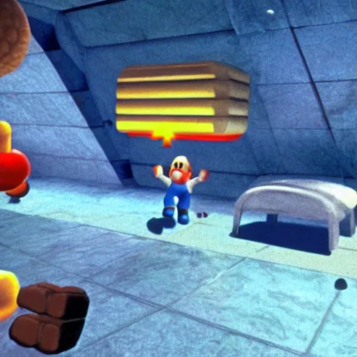 Prompt: a still of close encounters of the third kind, 1 9 9 6 super mario 6 4 graphics nintendo 6 4 visuals aesthetic