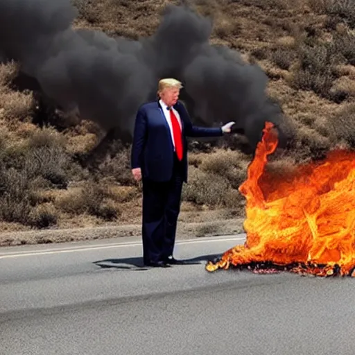 Image similar to photograph of donald trump on the highway firebending
