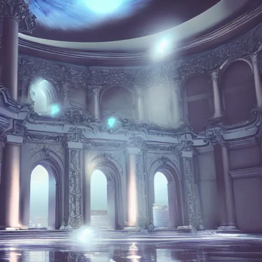 Image similar to the grand entrance, art by kotaro chiba, volumetric lighting