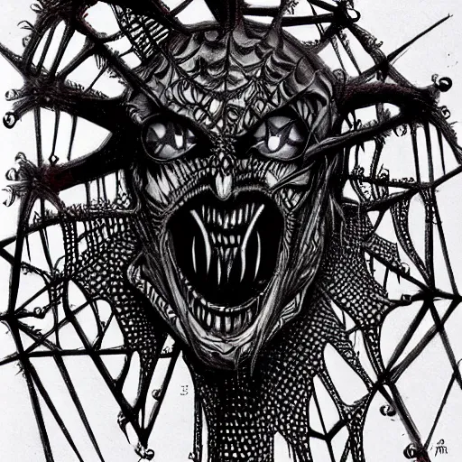 Image similar to fractal spider joker by giger