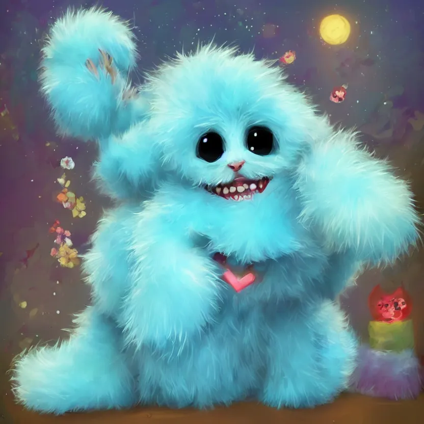 Image similar to Ippity the fluffy monster, super adorable digital art