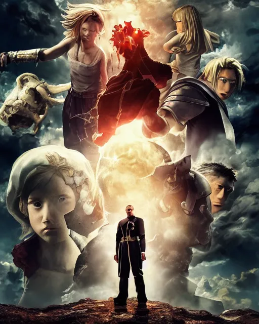 Movie poster of The Full Metal Alchemist Brotherhood,, Stable Diffusion