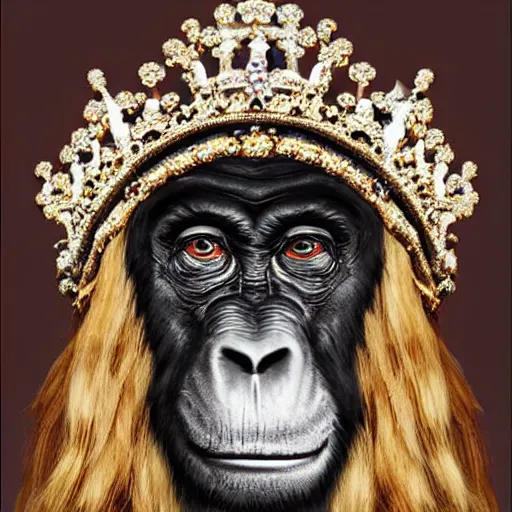 Prompt: nft like bored ape with a crown but better and exclusive made by an ai