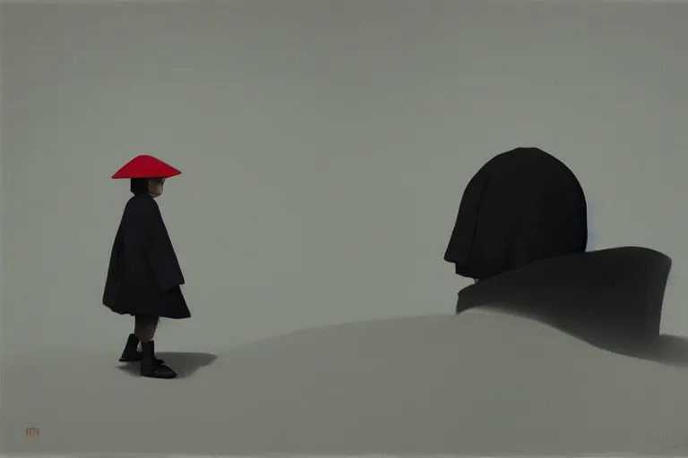 Prompt: samurai in raven - shaped hat artwork by tim eitel