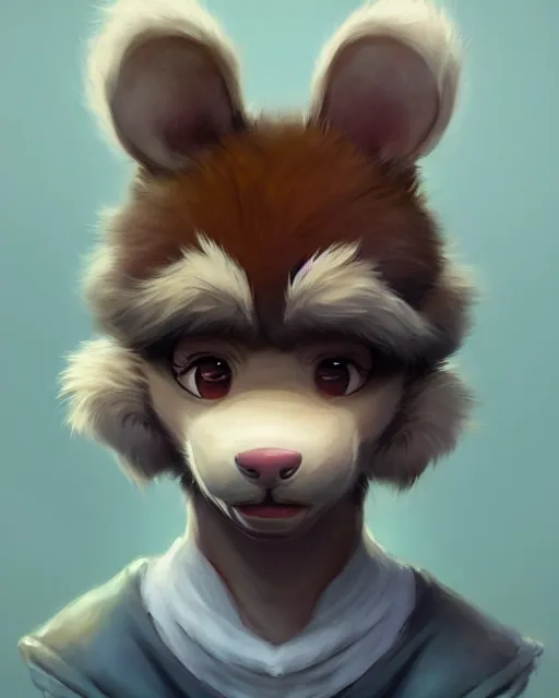 Image similar to character concept art of a cute young male anthropomorphic furry | | absolutely adorable muzzle, key visual, realistic shaded perfect face, fine details by stanley artgerm lau, wlop, rossdraws, james jean, andrei riabovitchev, marc simonetti, and sakimichan, trending on artstation