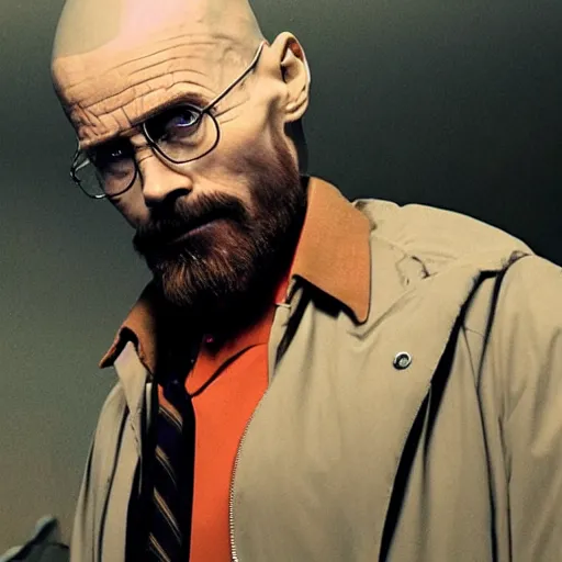 Prompt: Live Action Still of Jared Leto dressed as and playing Walter White in Breaking Bad, real life, hyperrealistic, ultra realistic, realistic, highly detailed, epic, HD quality, 8k resolution, body and headshot, film still