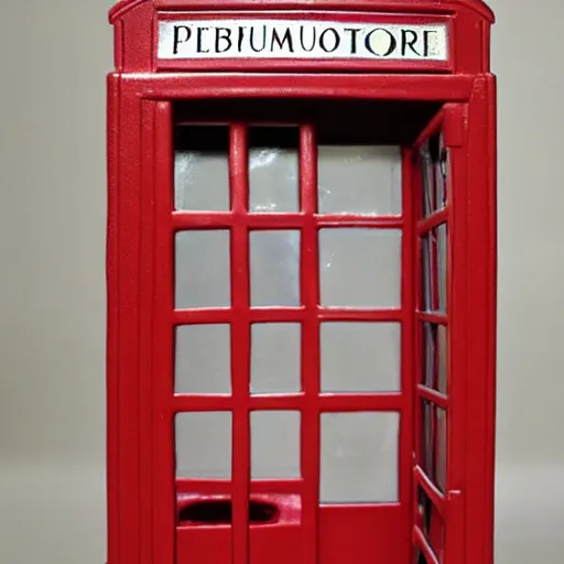 Prompt: bottle of perfume in the shape of london's phone booth