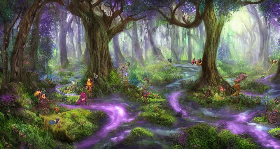 Image similar to Enchanted and magic forest, by studio 4c