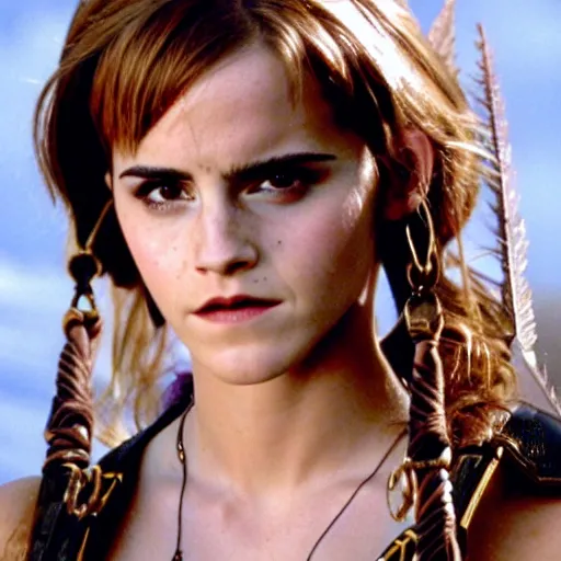 Prompt: still of emma watson in xena warrior princess