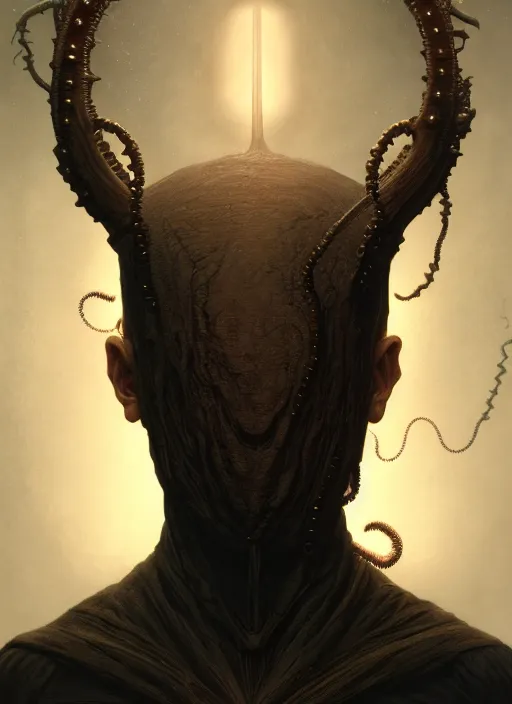 Image similar to symmetry!! stunning portrait of a victorian era person, lovecraftian horror, gothic horror, cinematic lighting, digital art, winning award masterpiece, fantastically beautiful, aesthetically inspired by wayne barlowe and gerald brom, trending on artstation, art by greg rutkowski, octane render, 8 k