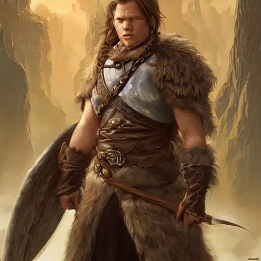 Image similar to dnd character concept portrait, human druid like matt damon, detailed, high quality, dynamic lighting, fantasy, artwork by artgerm, wlop, alex ross, greg rutknowski, alphonse mucha