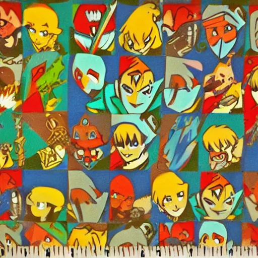 Image similar to a rad late 8 0's the legend of zelda ( 1 9 8 6 ) memphis pattern