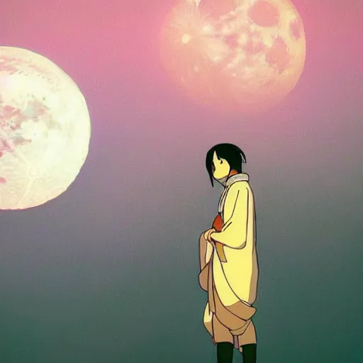 Image similar to futuristic spiritual mystic photo of the moon, studio ghibli, beautiful, crisp