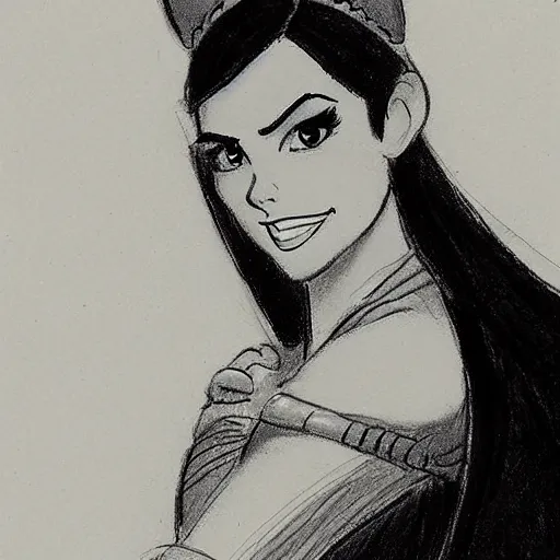 Image similar to milt kahl sketch of victoria justice as princess padme from star wars