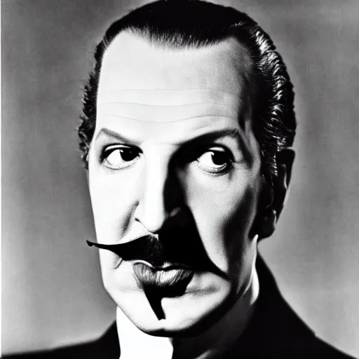 Image similar to dslr photo portrait still of vincent price, 8 k, by diane arbus, man ray,