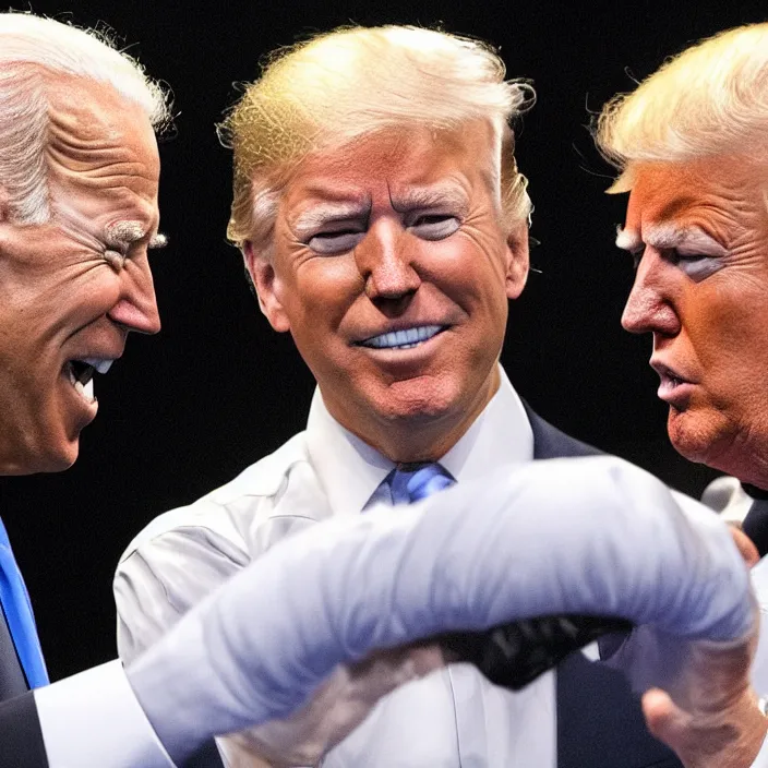 Image similar to joe biden and donald trump in a boxing match, detailed sharp photo