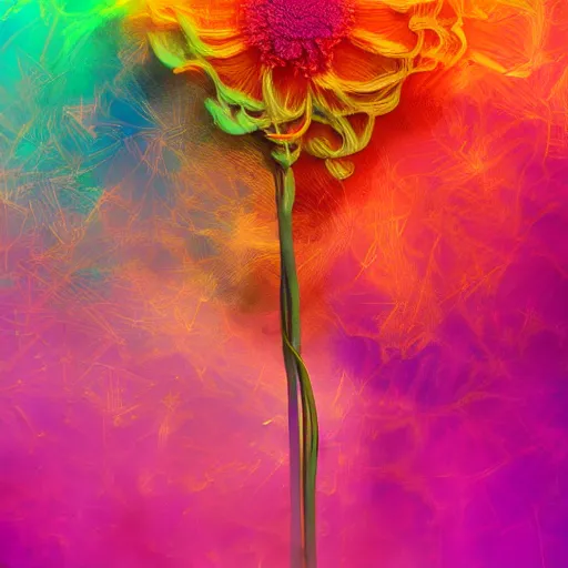 Prompt: flower made of colorful smoke, hazy, atmospheric, inspiring digital art, award winning, artstation,