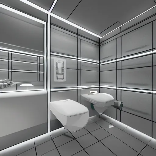 Image similar to posh toilet, anime art style, futuristic, 8k render