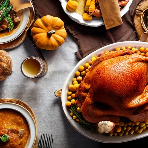 Image similar to photo of a thanksgiving dinner that looks like cats