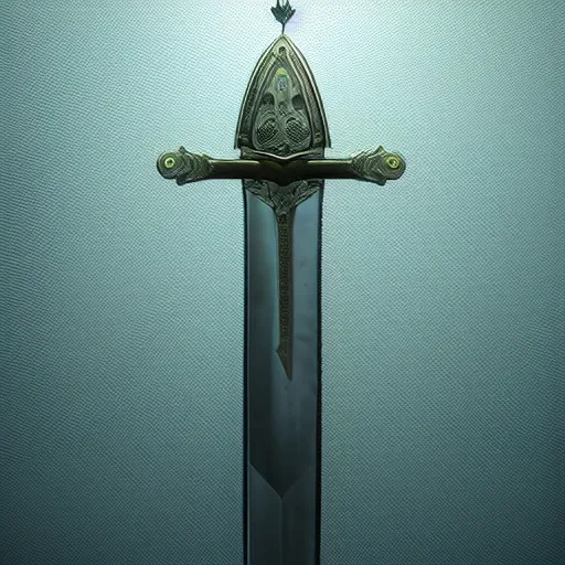 Image similar to A 3D render of a sword made of jelly, unreal engine, vray, digital art