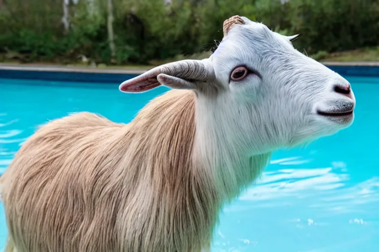 Image similar to a goat swimming in the pool