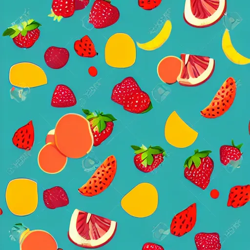 Prompt: Vector pattern with summer fruits