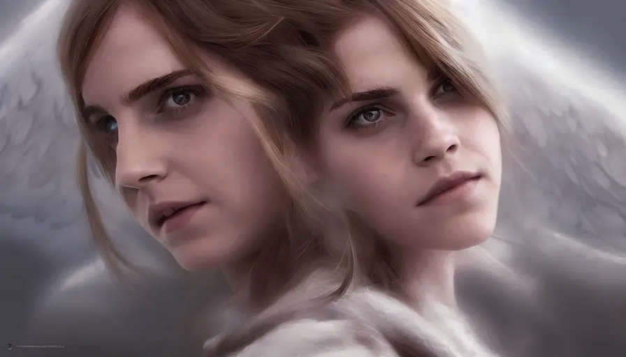 Image similar to Emma Watson as an angel, hyperdetailed, artstation, cgsociety, 8k