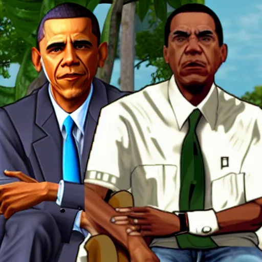 Image similar to Barrack Obama as an NPC in Grand Theft Auto: San Andreas