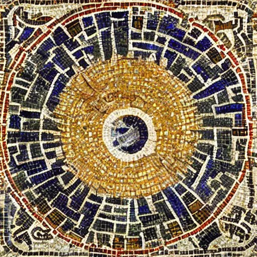 Image similar to roman mosaic of an extraterrestrial